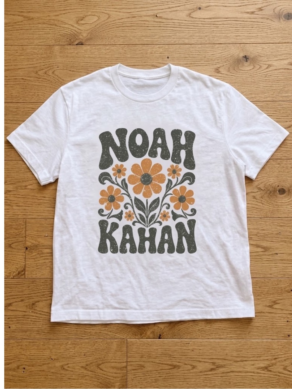 Graphic Tee - White with Orange & Green Floral Print